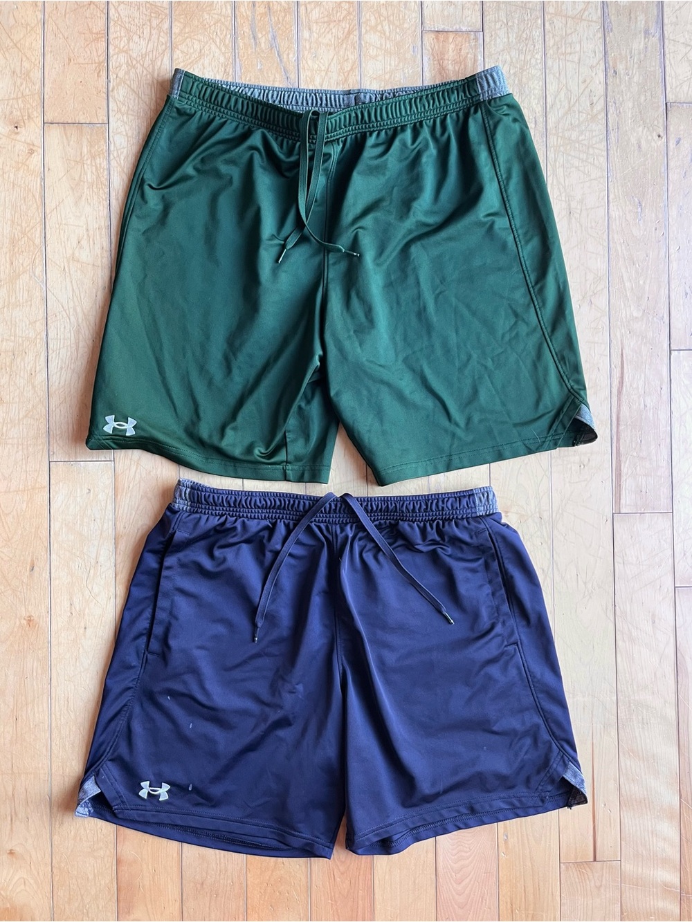 Under Armour Athletic Performance Forest Green and Navy Shorts Bundle Size XL